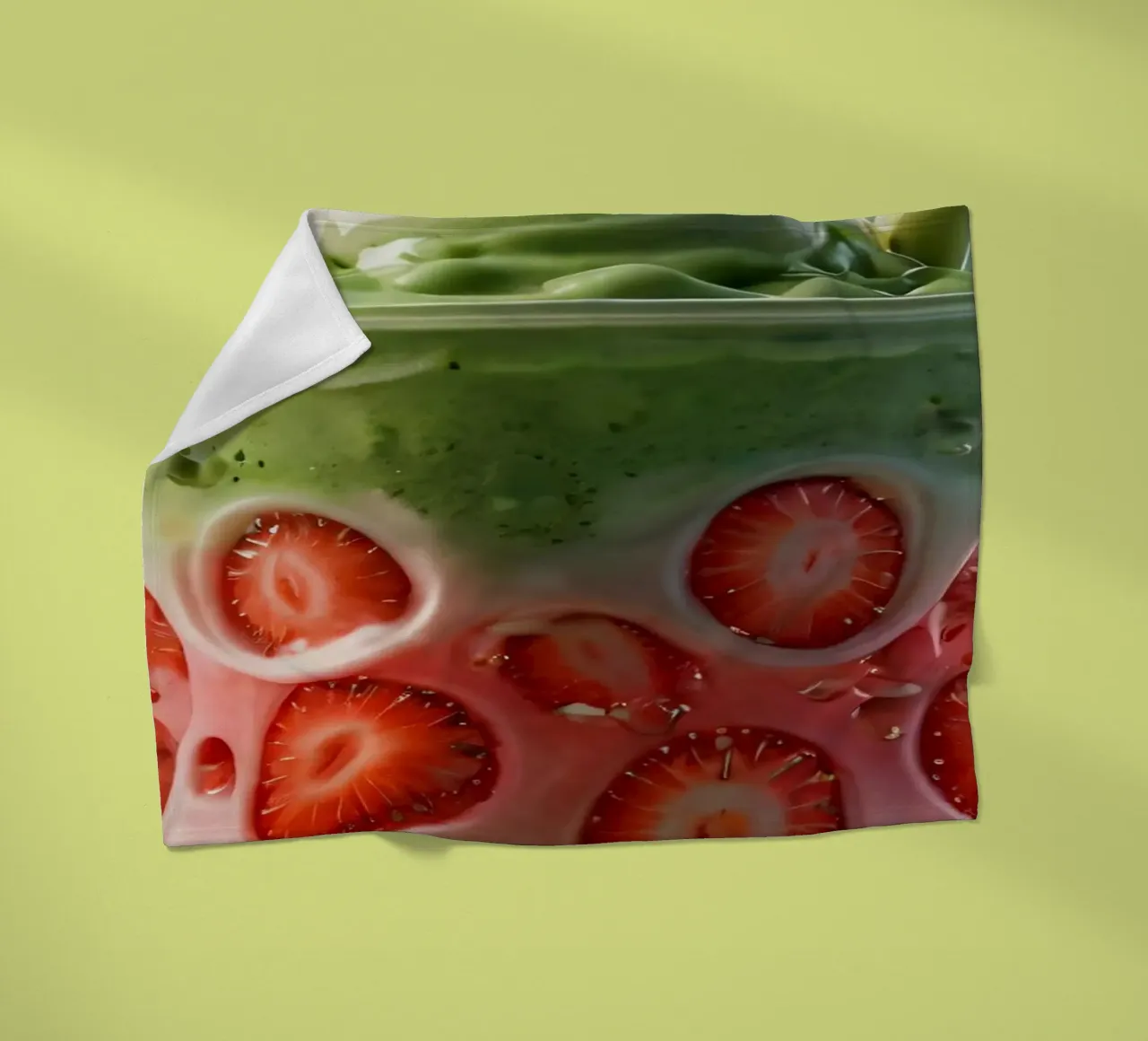 Rinfrescante dessert a strati verde e rosa con fragole coperta in pile da DesignDoodle