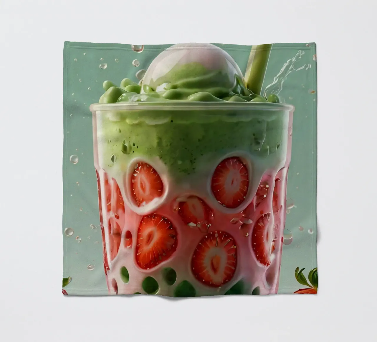 Rinfrescante dessert a strati verde e rosa con fragole coperta in pile da DesignDoodle