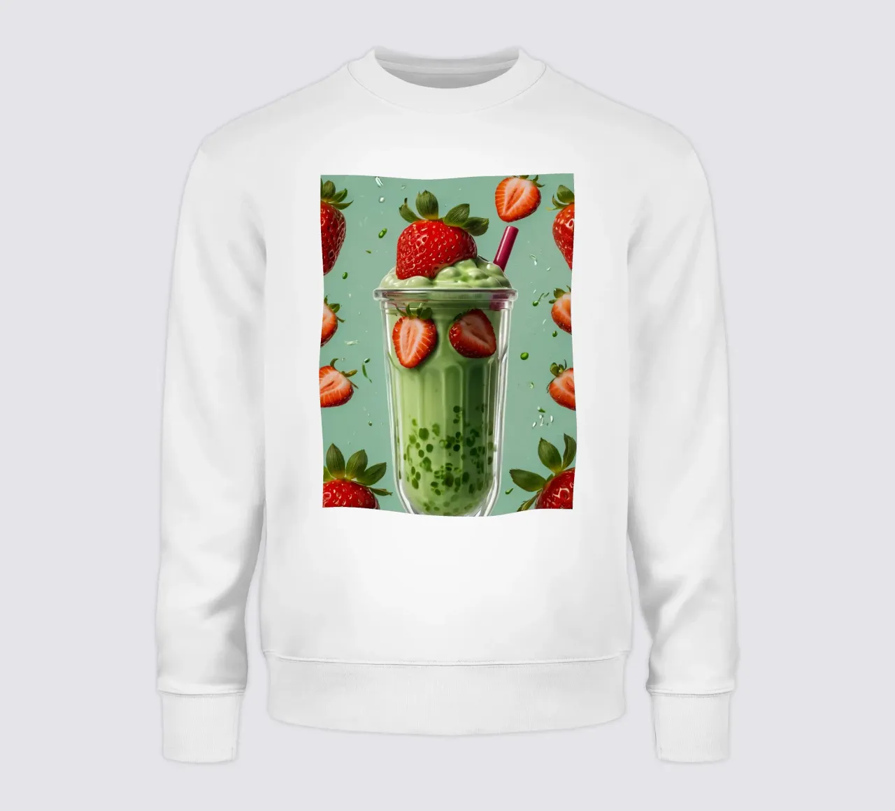 Frullato fresco di fragola e menta servito in un bicchiere classico felpa da DesignDoodle