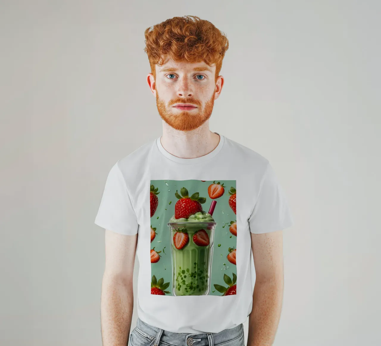Frullato fresco di fragola e menta servito in un bicchiere classico t-shirt da DesignDoodle