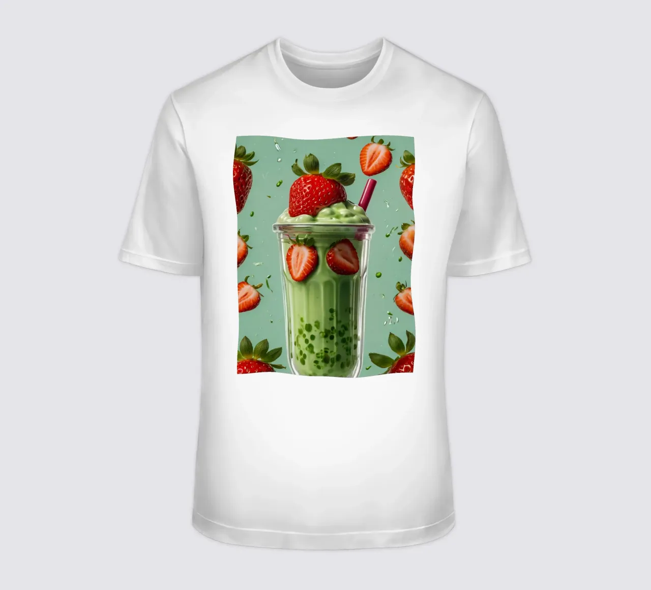 Frullato fresco di fragola e menta servito in un bicchiere classico t-shirt da DesignDoodle