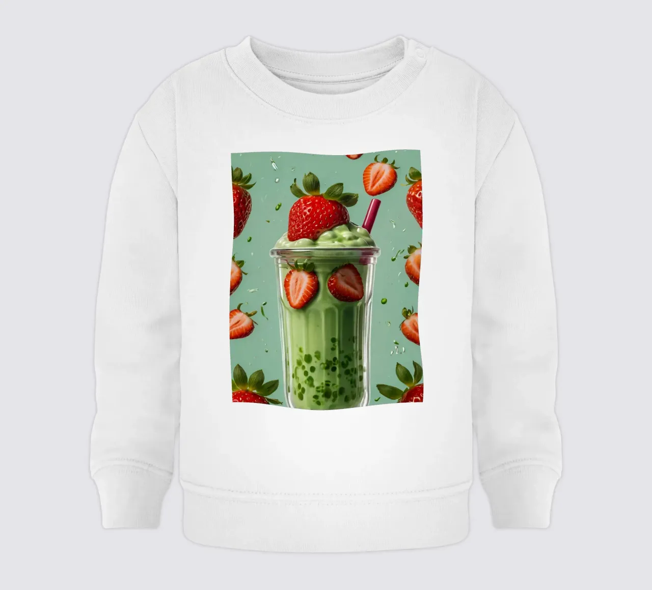 Frullato fresco di fragola e menta servito in un bicchiere classico felpa neonato da DesignDoodle