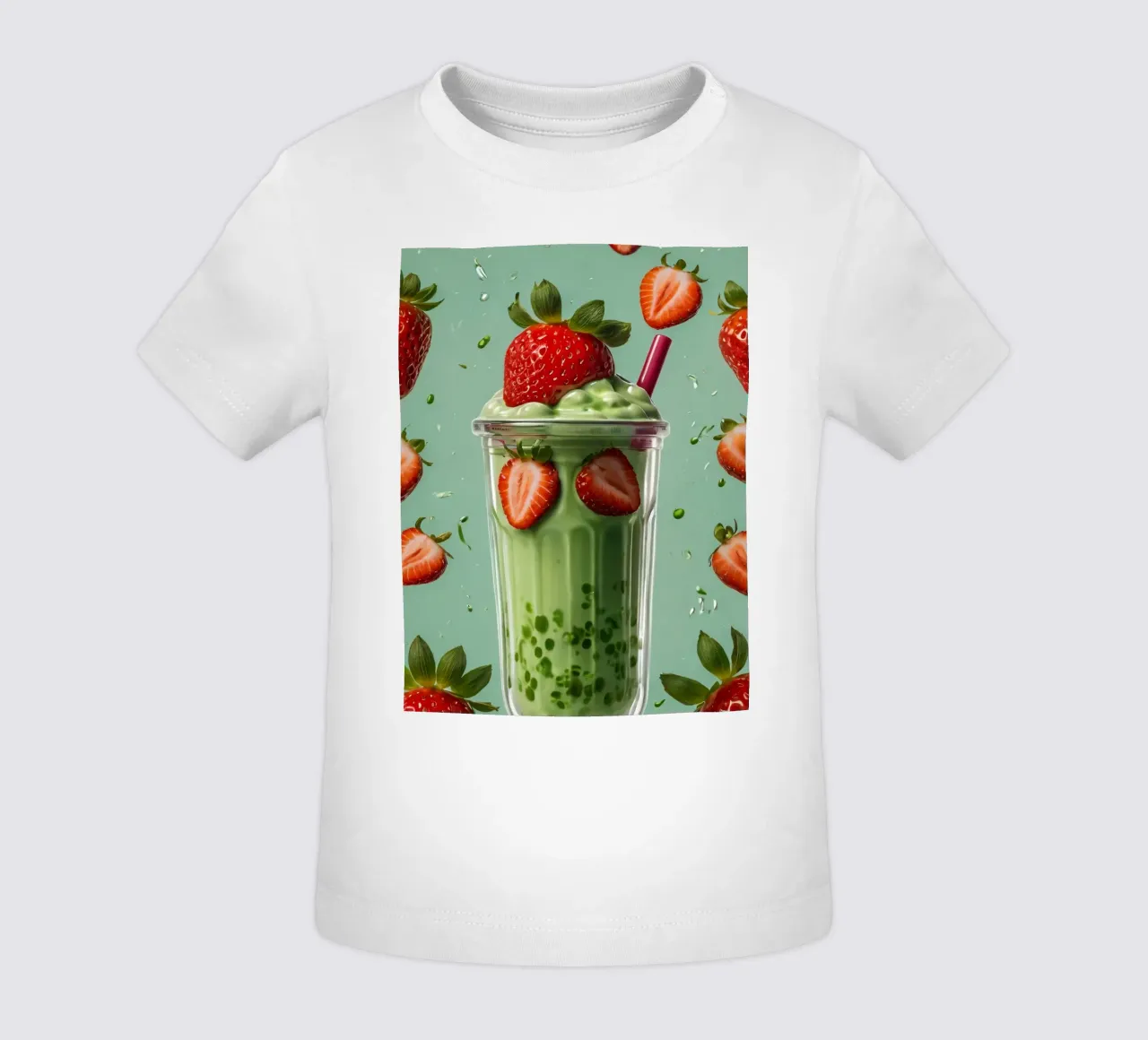 Frullato fresco di fragola e menta servito in un bicchiere classico maglietta neonato da DesignDoodle