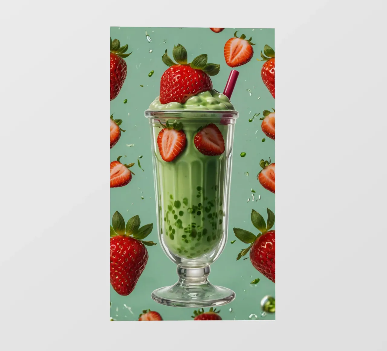 Frullato fresco di fragola e menta servito in un bicchiere classico pellicola backlit da DesignDoodle