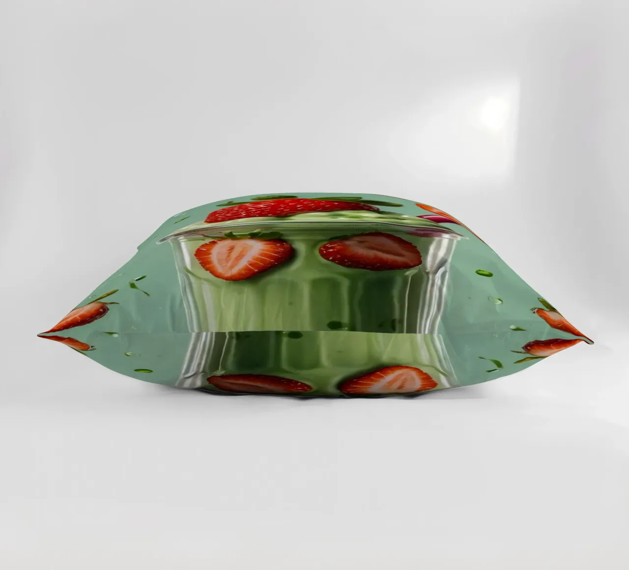 Frullato fresco di fragola e menta servito in un bicchiere classico cuscino da DesignDoodle