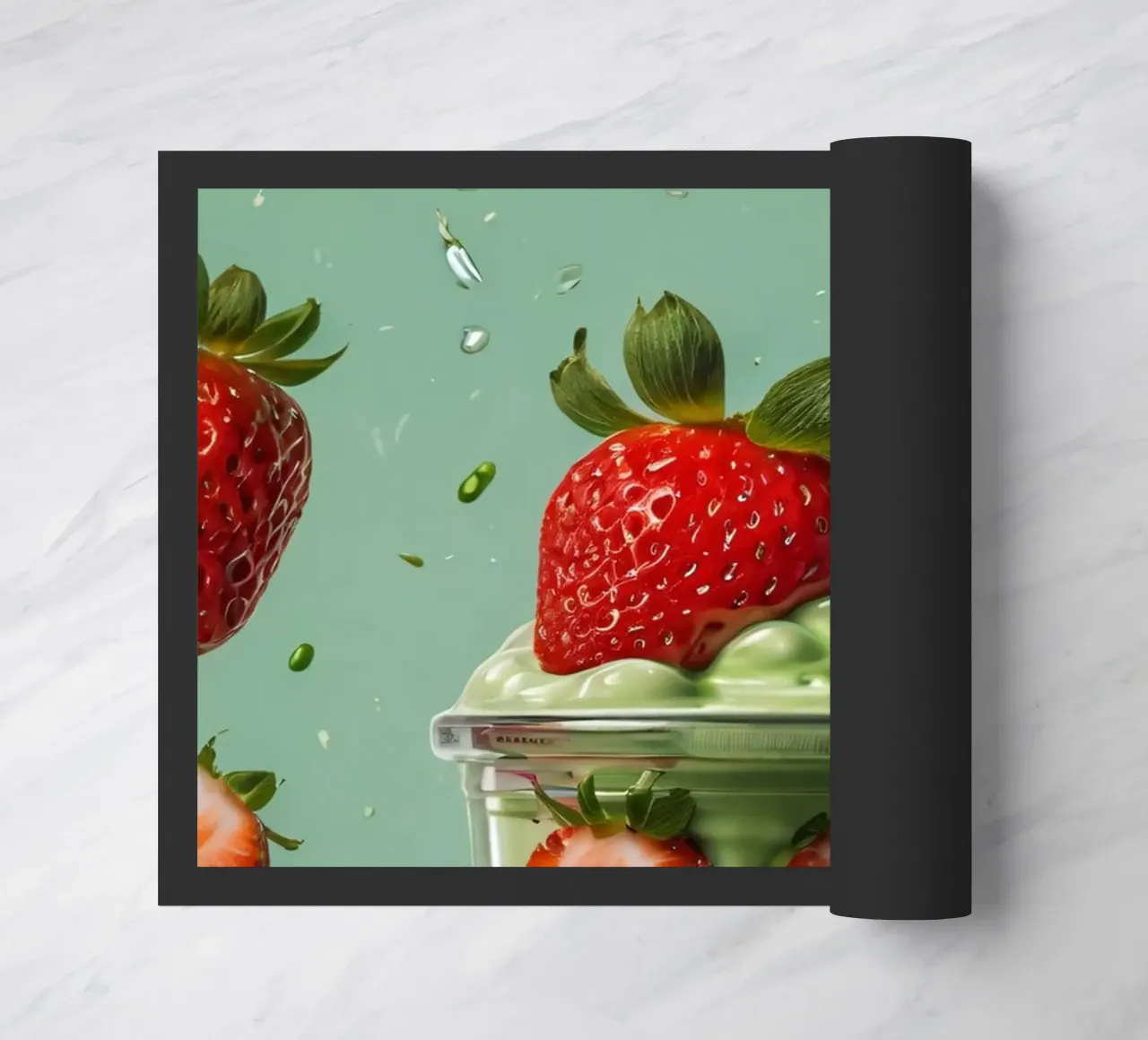 Frullato fresco di fragola e menta servito in un bicchiere classico zerbino da DesignDoodle