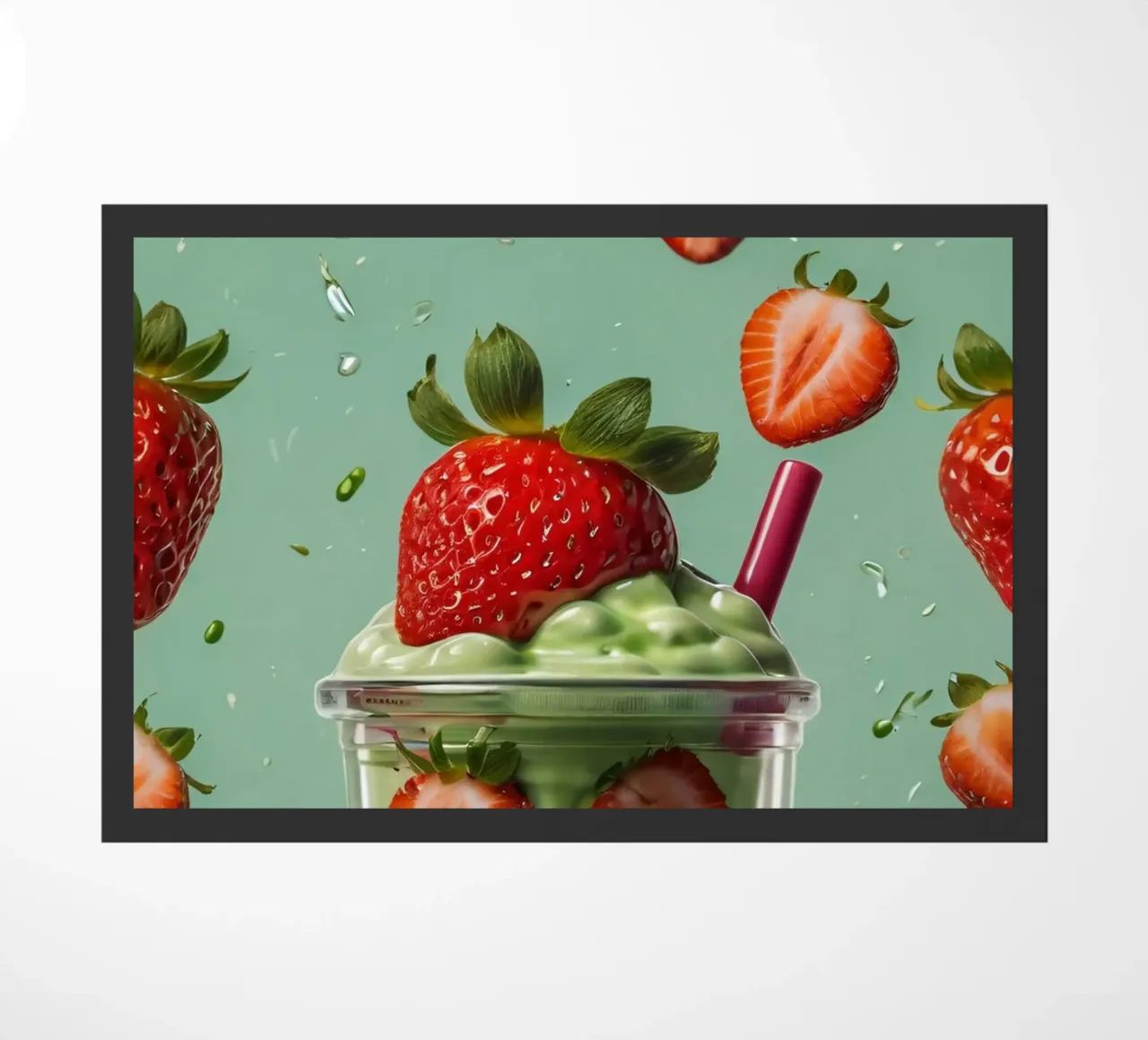 Frullato fresco di fragola e menta servito in un bicchiere classico zerbino da DesignDoodle