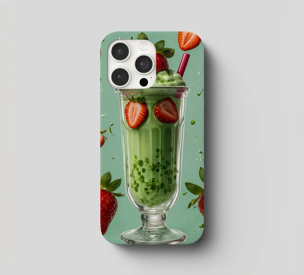 Frullato fresco di fragola e menta servito in un bicchiere classico cover iphone da DesignDoodle