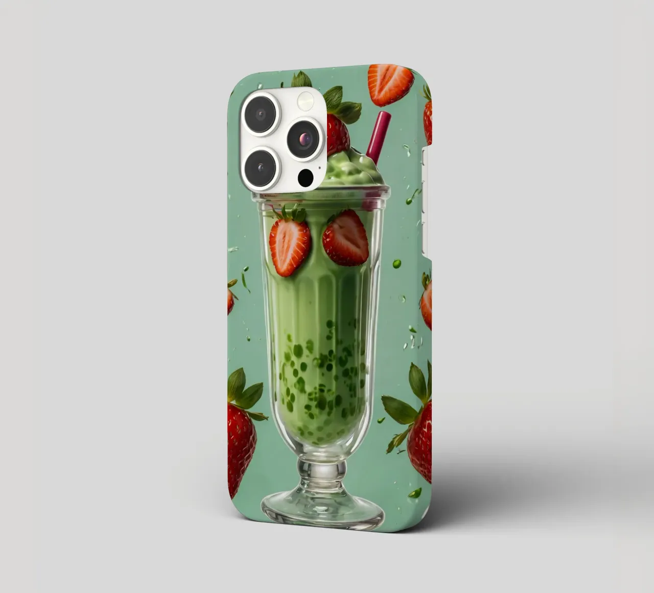 Frullato fresco di fragola e menta servito in un bicchiere classico cover iphone da DesignDoodle
