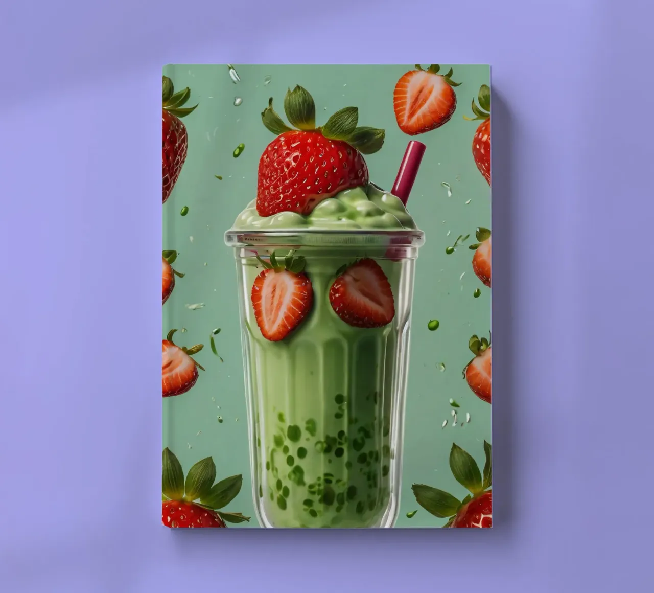 Frullato fresco di fragola e menta servito in un bicchiere classico diario da DesignDoodle