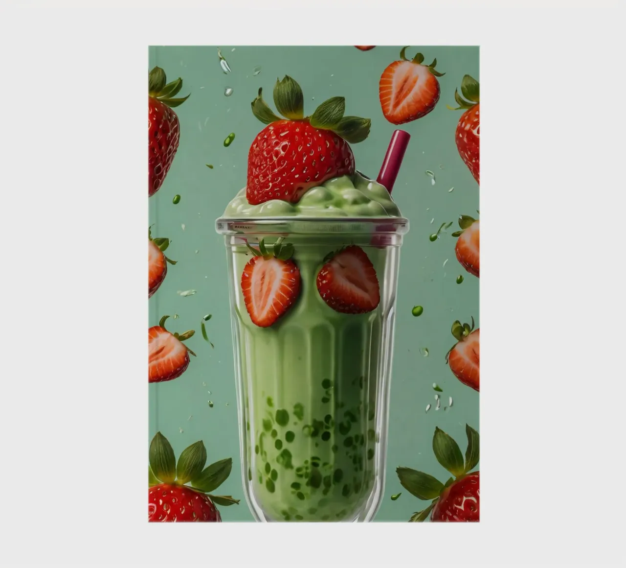 Frullato fresco di fragola e menta servito in un bicchiere classico diario da DesignDoodle