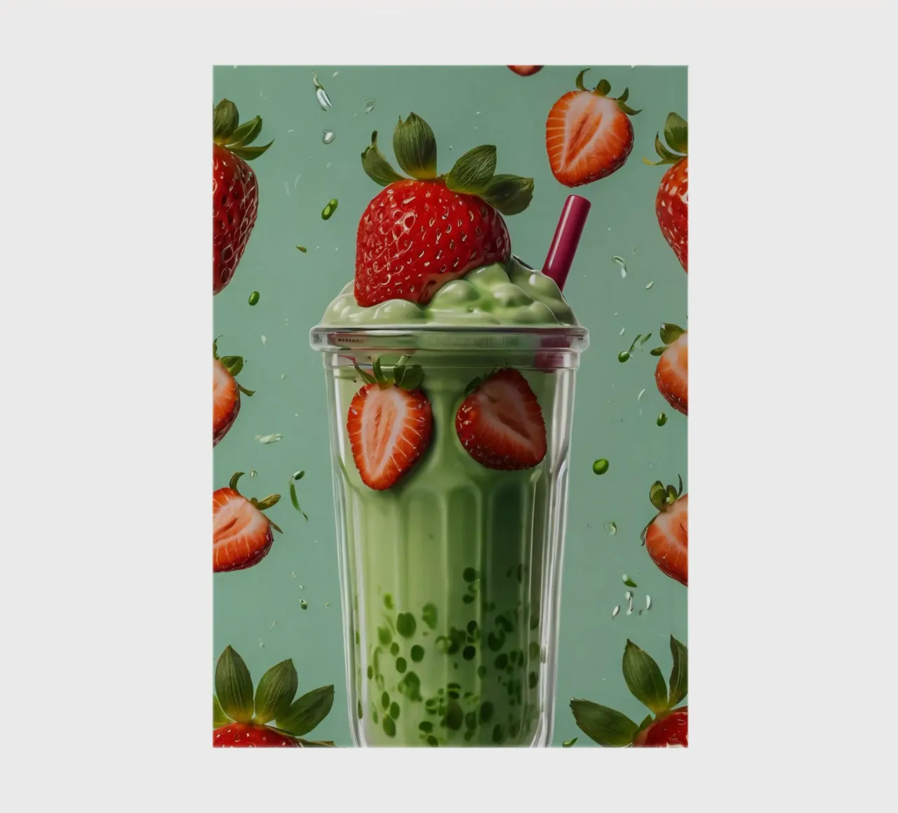 Frullato fresco di fragola e menta servito in un bicchiere classico diario da DesignDoodle