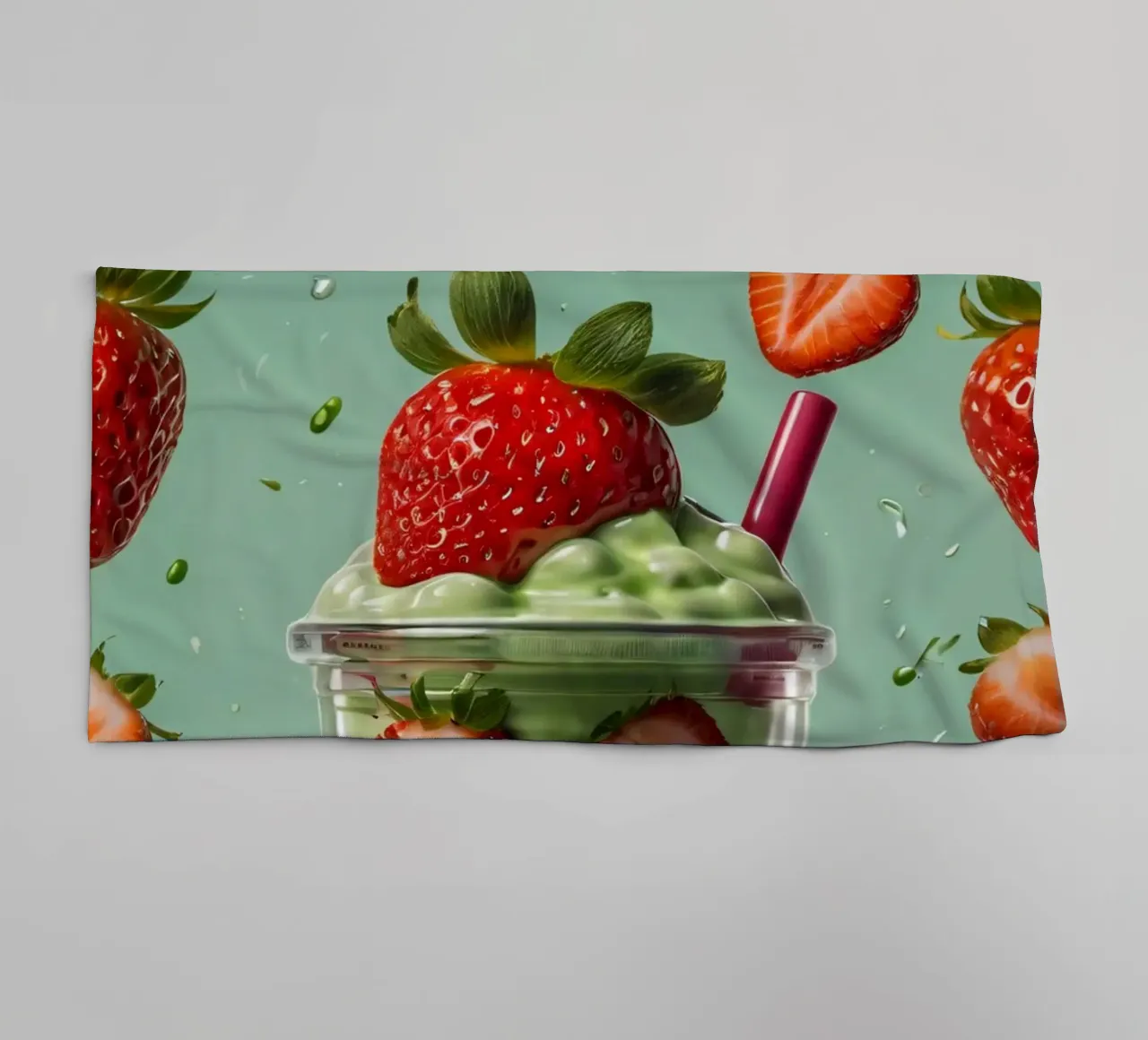 Frullato fresco di fragola e menta servito in un bicchiere classico asciugamano da bagno da DesignDoodle