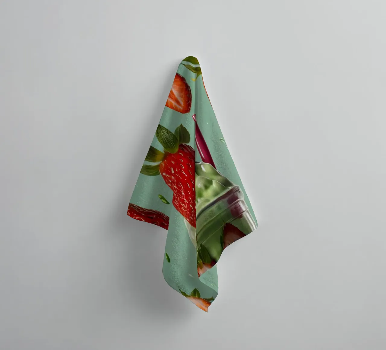 Frullato fresco di fragola e menta servito in un bicchiere classico asciugamano da bagno da DesignDoodle