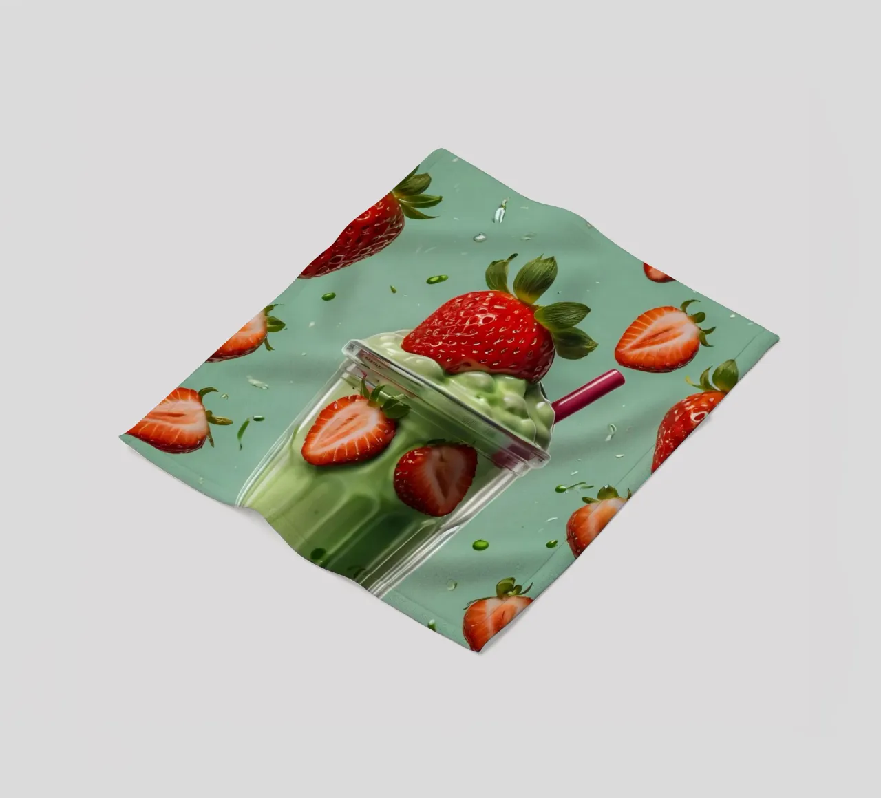 Frullato fresco di fragola e menta servito in un bicchiere classico coperta in pile da DesignDoodle