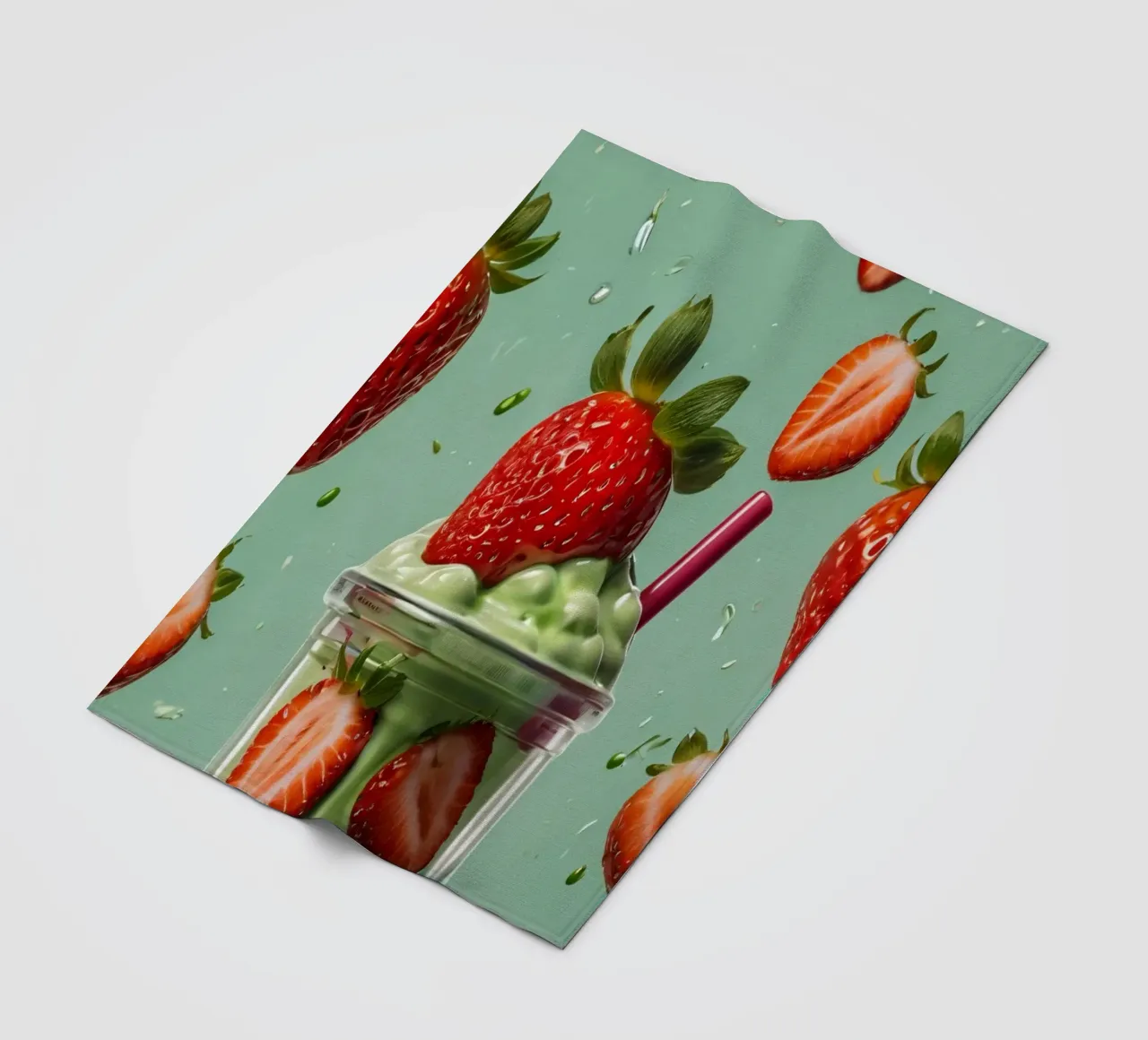 Frullato fresco di fragola e menta servito in un bicchiere classico coperta in pile da DesignDoodle