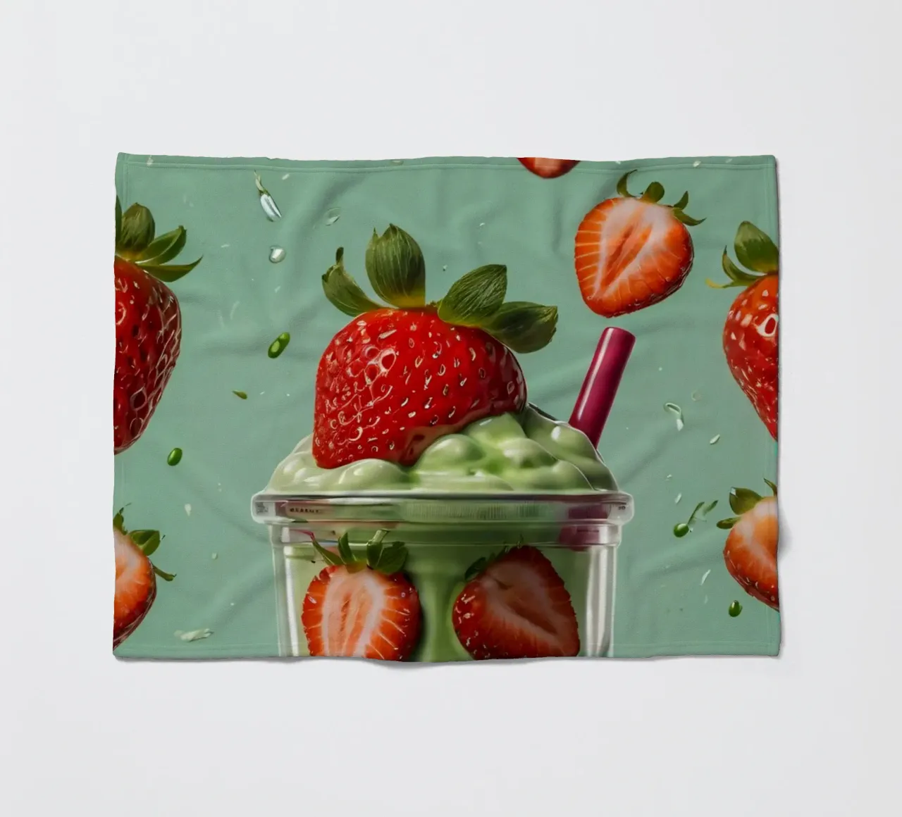 Frullato fresco di fragola e menta servito in un bicchiere classico coperta in pile da DesignDoodle