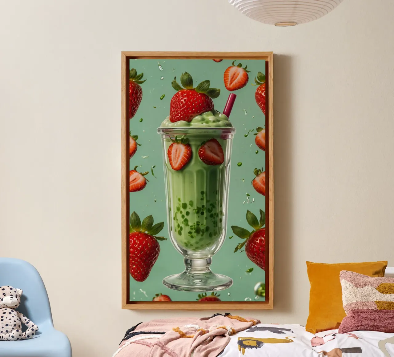 Frullato fresco di fragola e menta servito in un bicchiere classico tela da DesignDoodle
