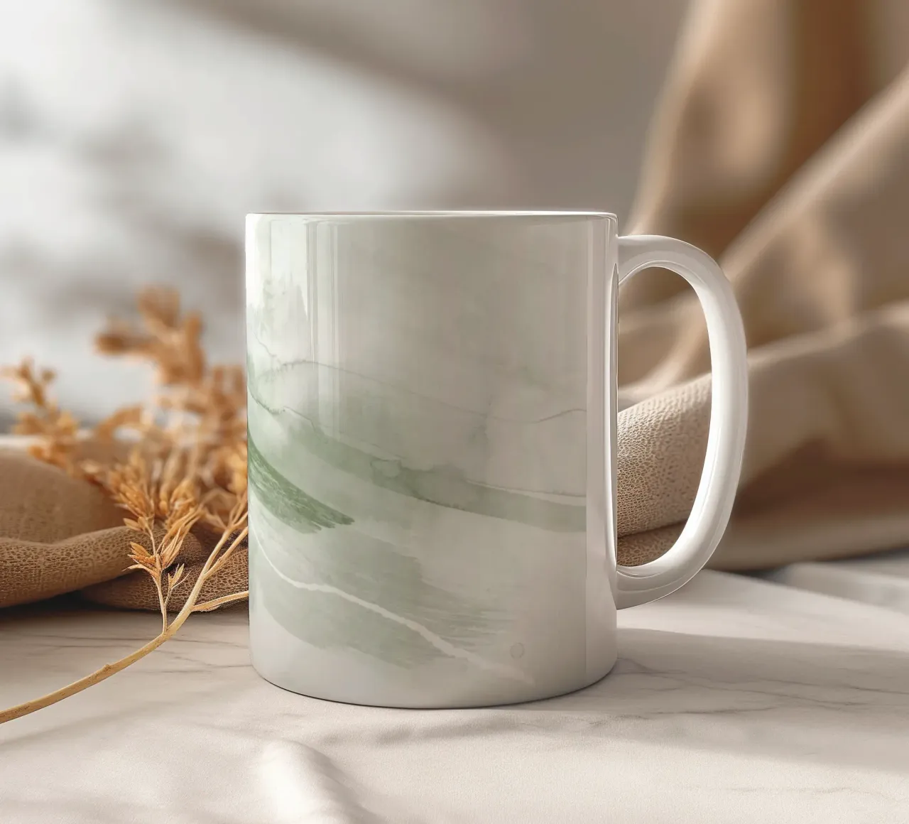 Coups de pinceau tons verts 3 mug en céramique de NouveauPrints