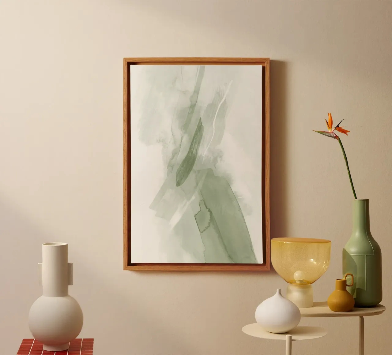 Pennellate di verde 3 tela con Cornice a cassetta da NouveauPrints