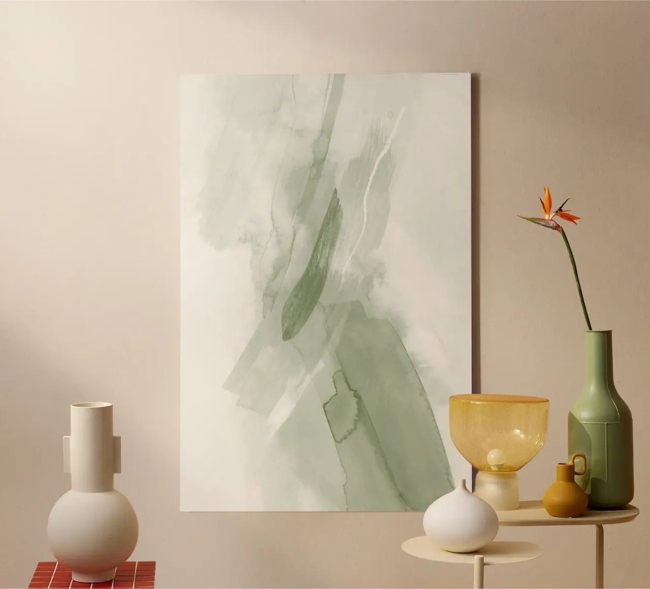 Pennellate di verde 3 tela con Cornice a cassetta da NouveauPrints