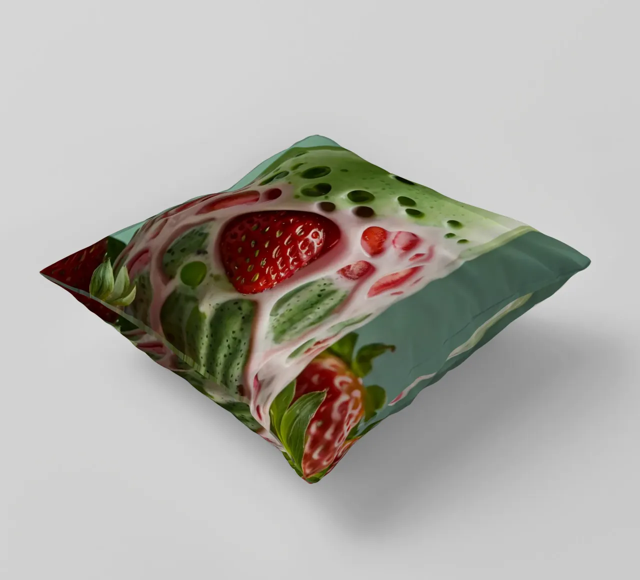 Bevanda rinfrescante a base di verde e fragole servita a strati cuscino da DesignDoodle