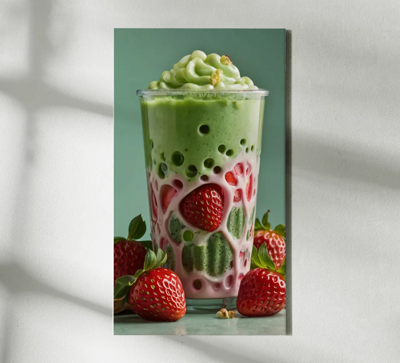 Bevanda rinfrescante a base di verde e fragole servita a strati tela da DesignDoodle