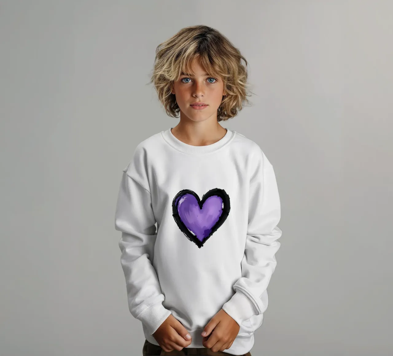 cuore_nero_viola_2a felpa bambino da Pink- und LoveArt by LK