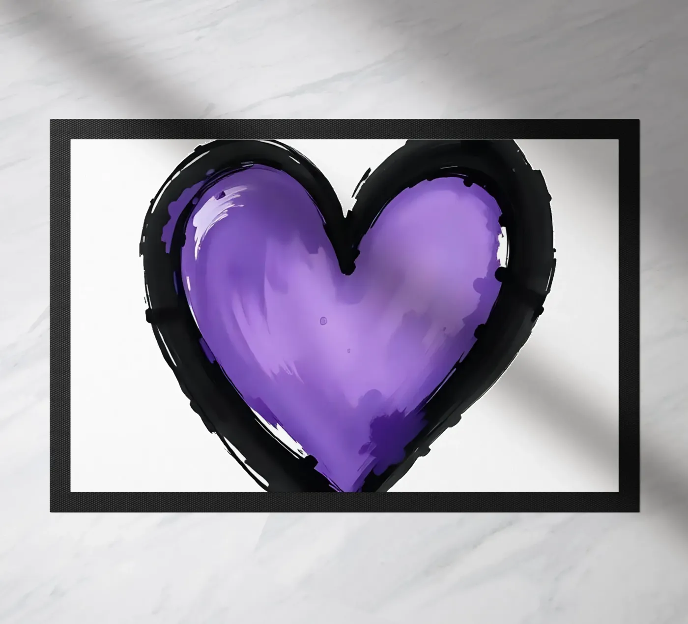 cœur_noir_lilas_2a paillasson de Pink- und LoveArt by LK