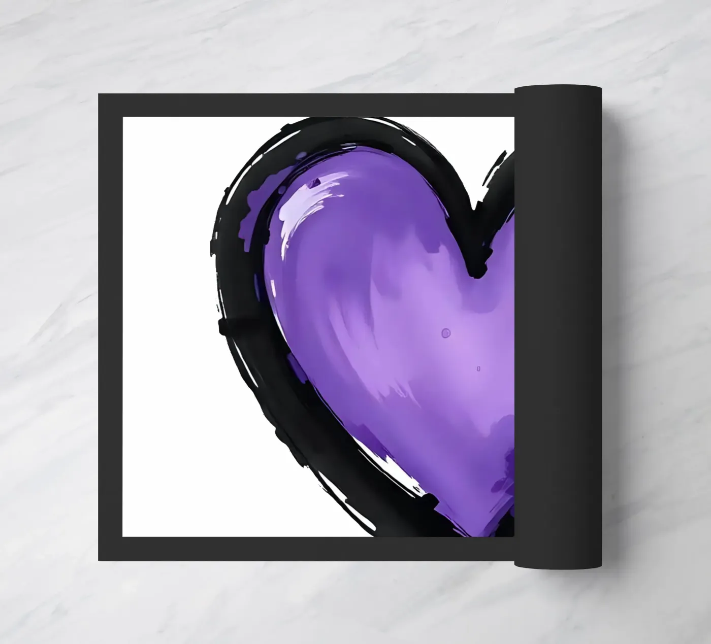 cœur_noir_lilas_2a paillasson de Pink- und LoveArt by LK