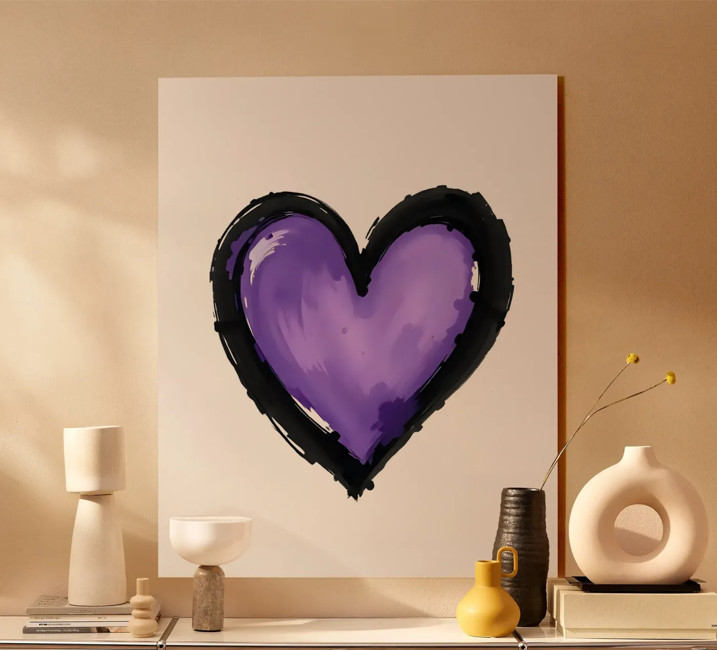 heart_black_purple_2a Acryl-Glas von Pink- und LoveArt by LK