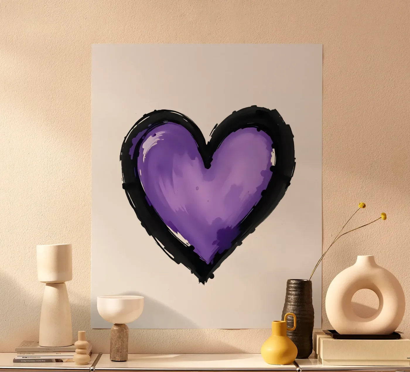 cœur_noir_lilas_2a poster de Pink- und LoveArt by LK