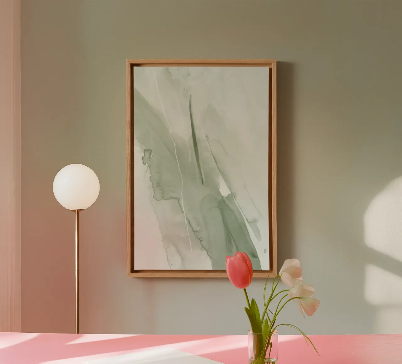 Pennellate di verde 1 tela con Cornice a cassetta da NouveauPrints
