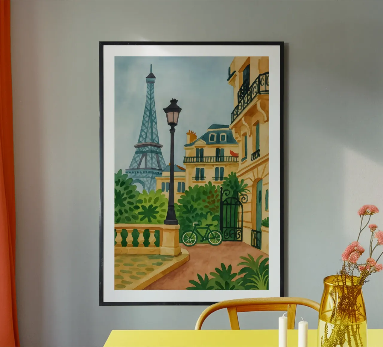 Torre Eiffel di Parigi poster con telaio in legno da Aquarevo