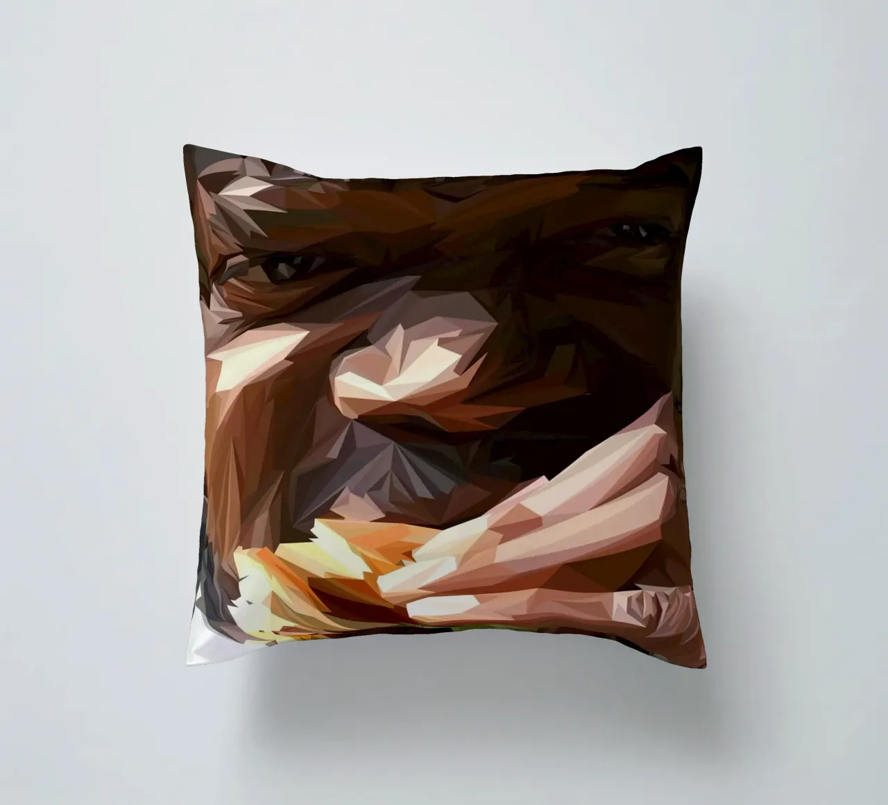 Man eat burger cuscino da Low poly art
