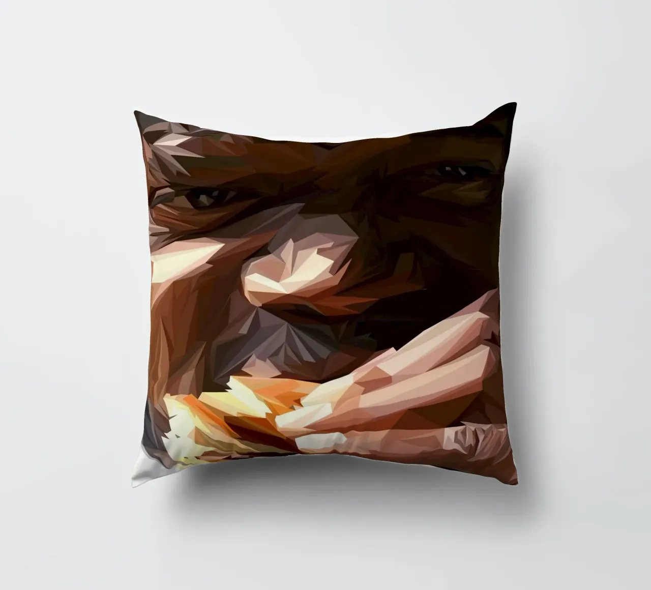 Man eat burger cuscino da Low poly art
