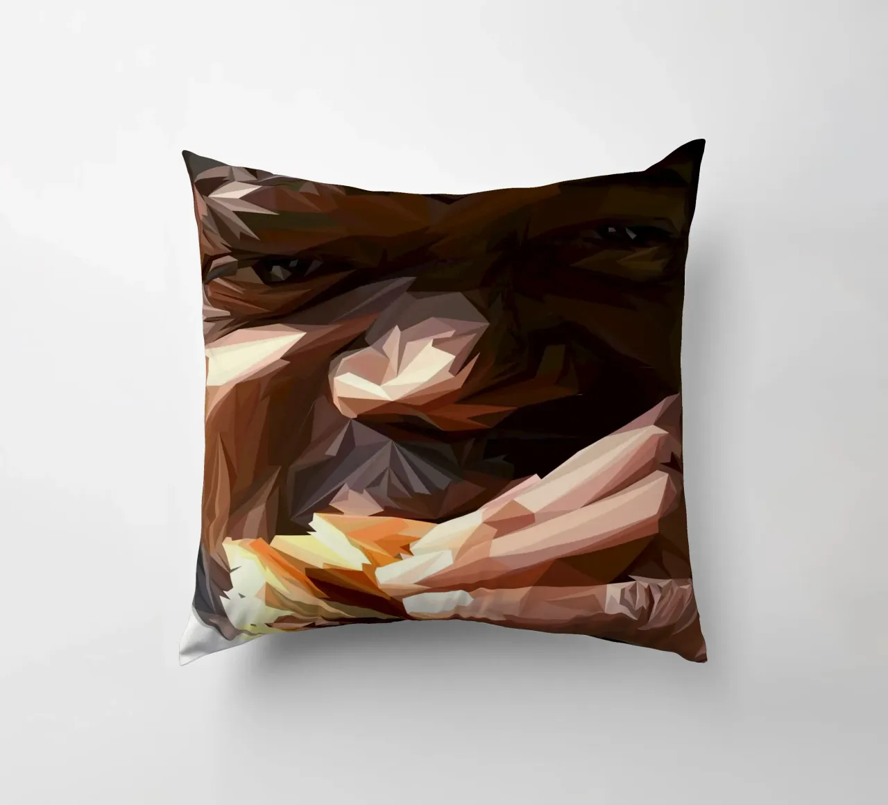 Man eat burger cuscino da Low poly art