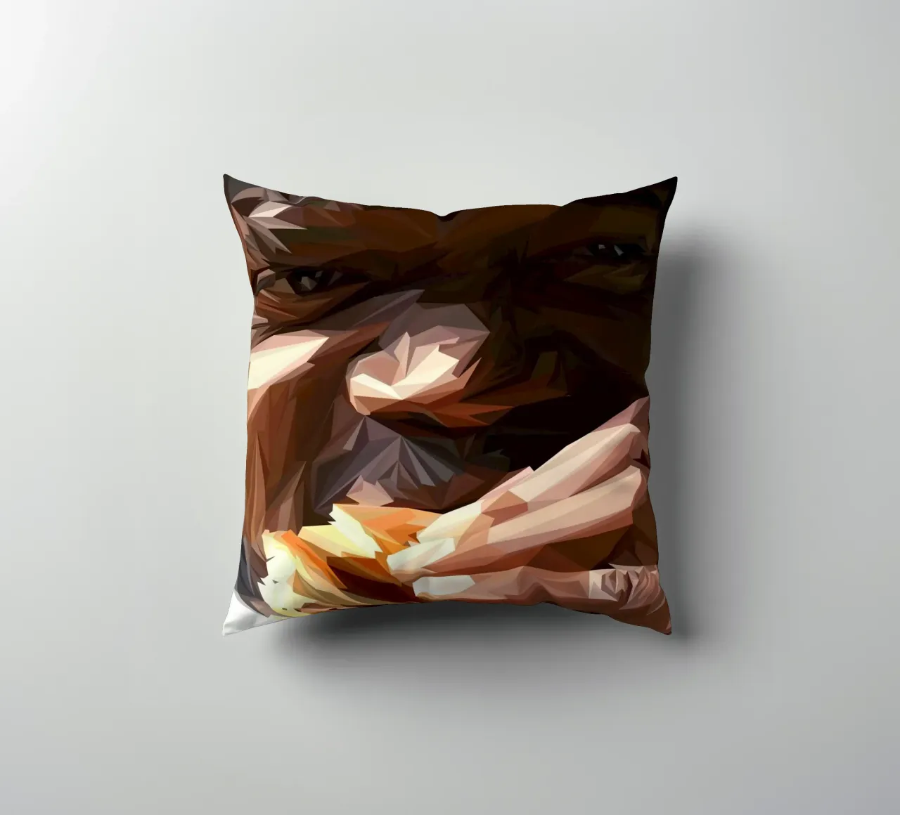 Man eat burger cuscino da Low poly art