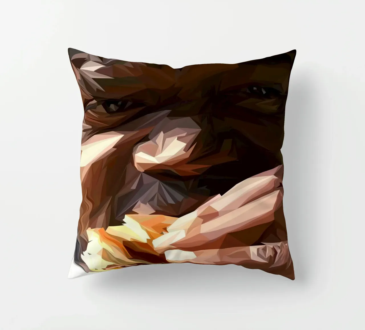 Man eat burger cuscino da Low poly art