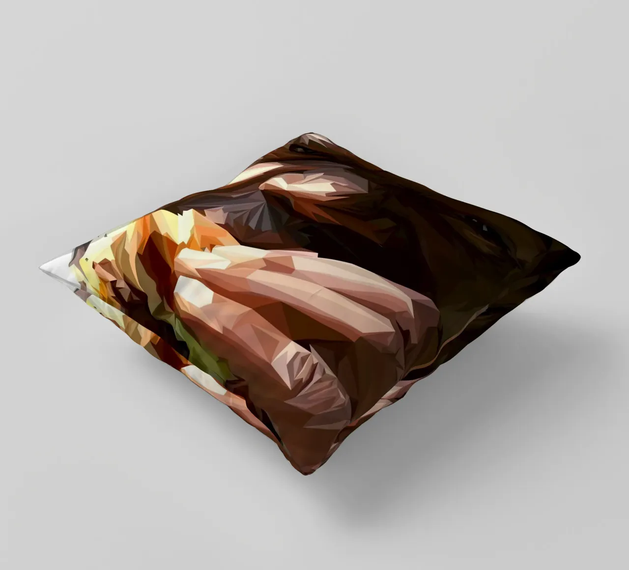 Man eat burger cuscino da Low poly art