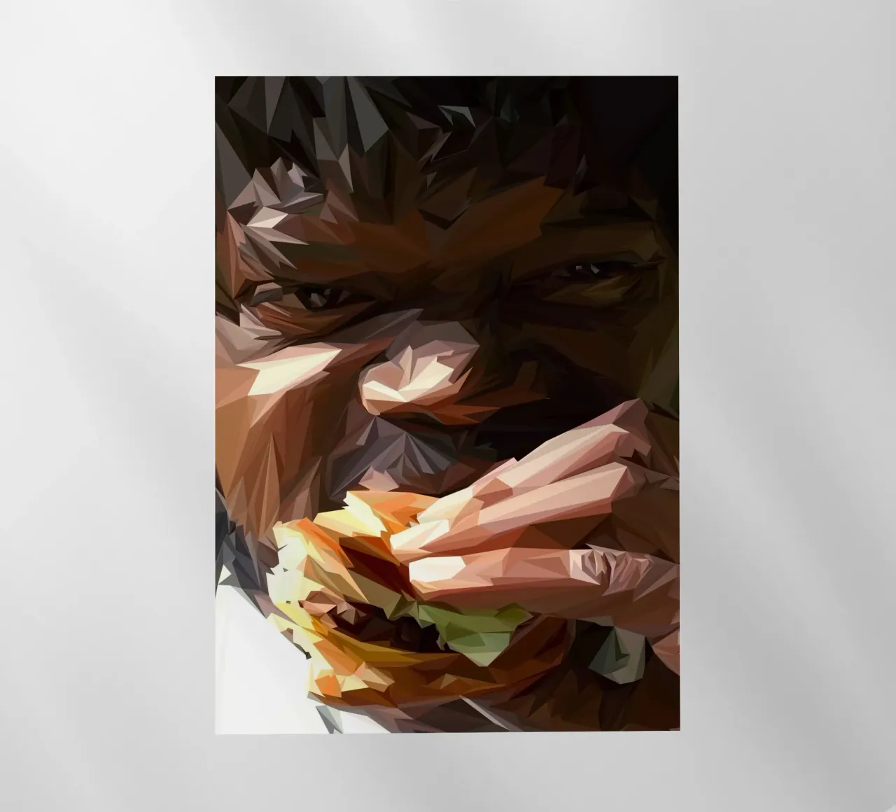 Man eat burger pellicola backlit da Low poly art