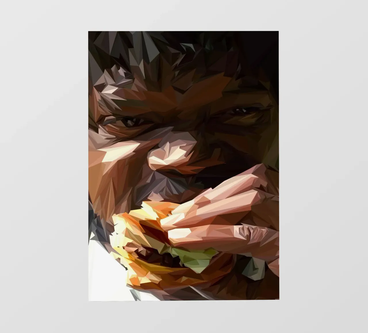 Man eat burger pellicola backlit da Low poly art