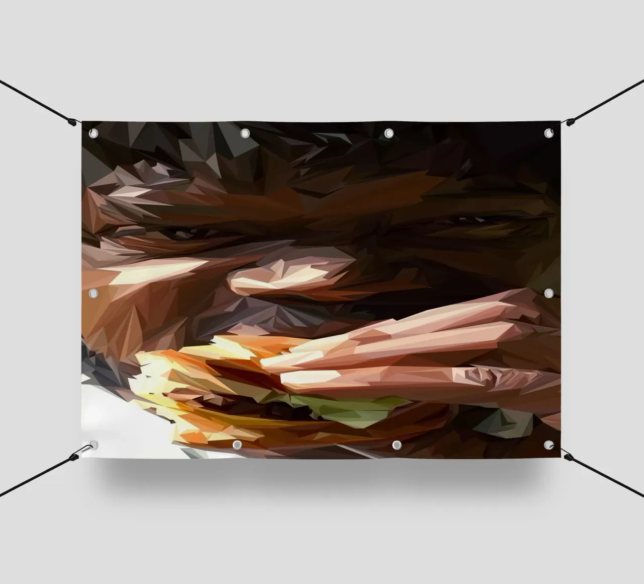 Man eat burger telo in pvc da Low poly art
