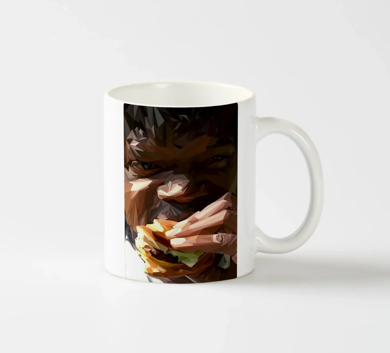 Man eat burger tazza in ceramica da Low poly art