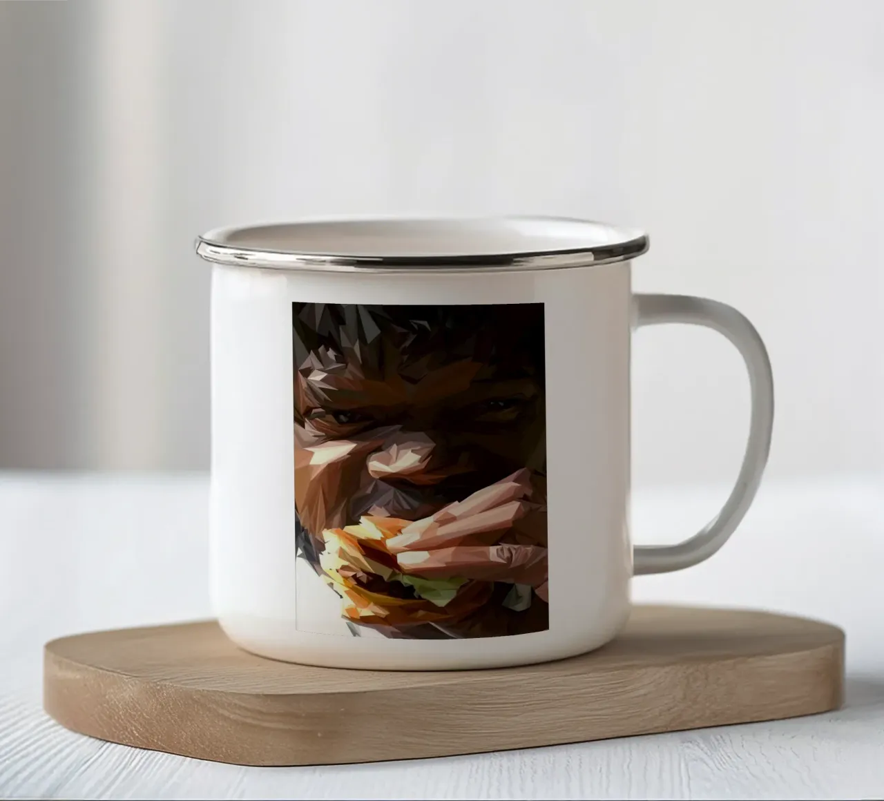 Man eat burger tazza in smalto da Low poly art