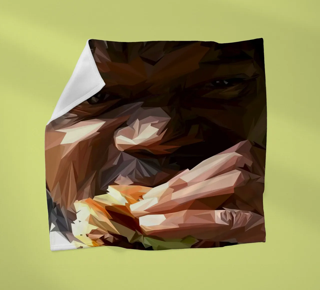 Man eat burger coperta in pile da Low poly art
