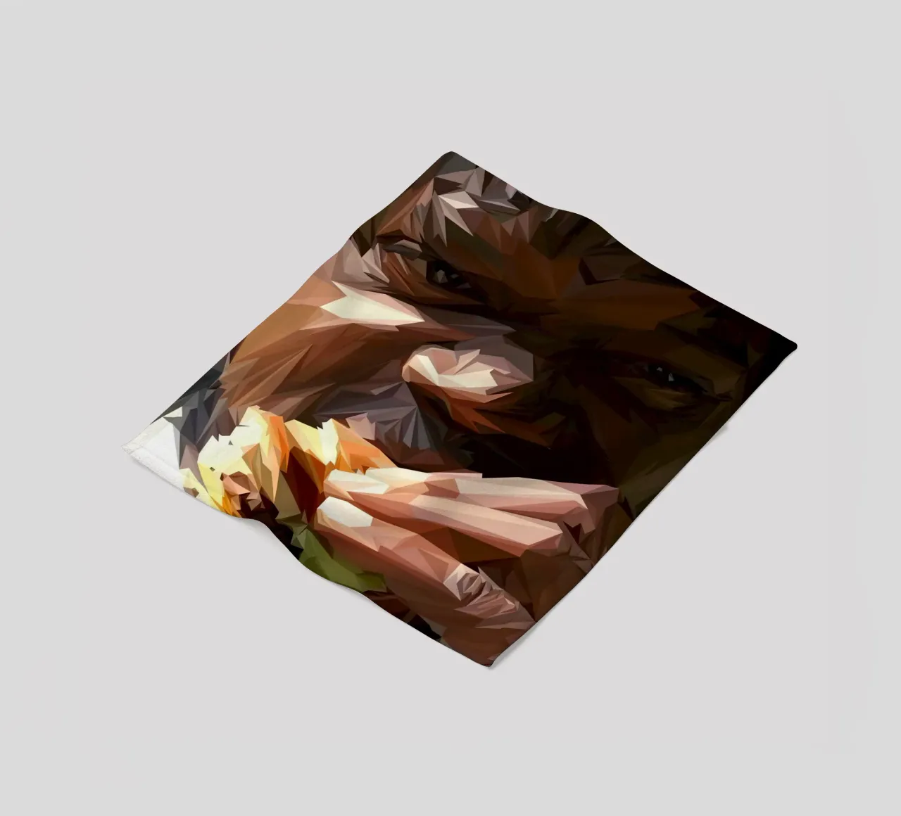 Man eat burger coperta in pile da Low poly art