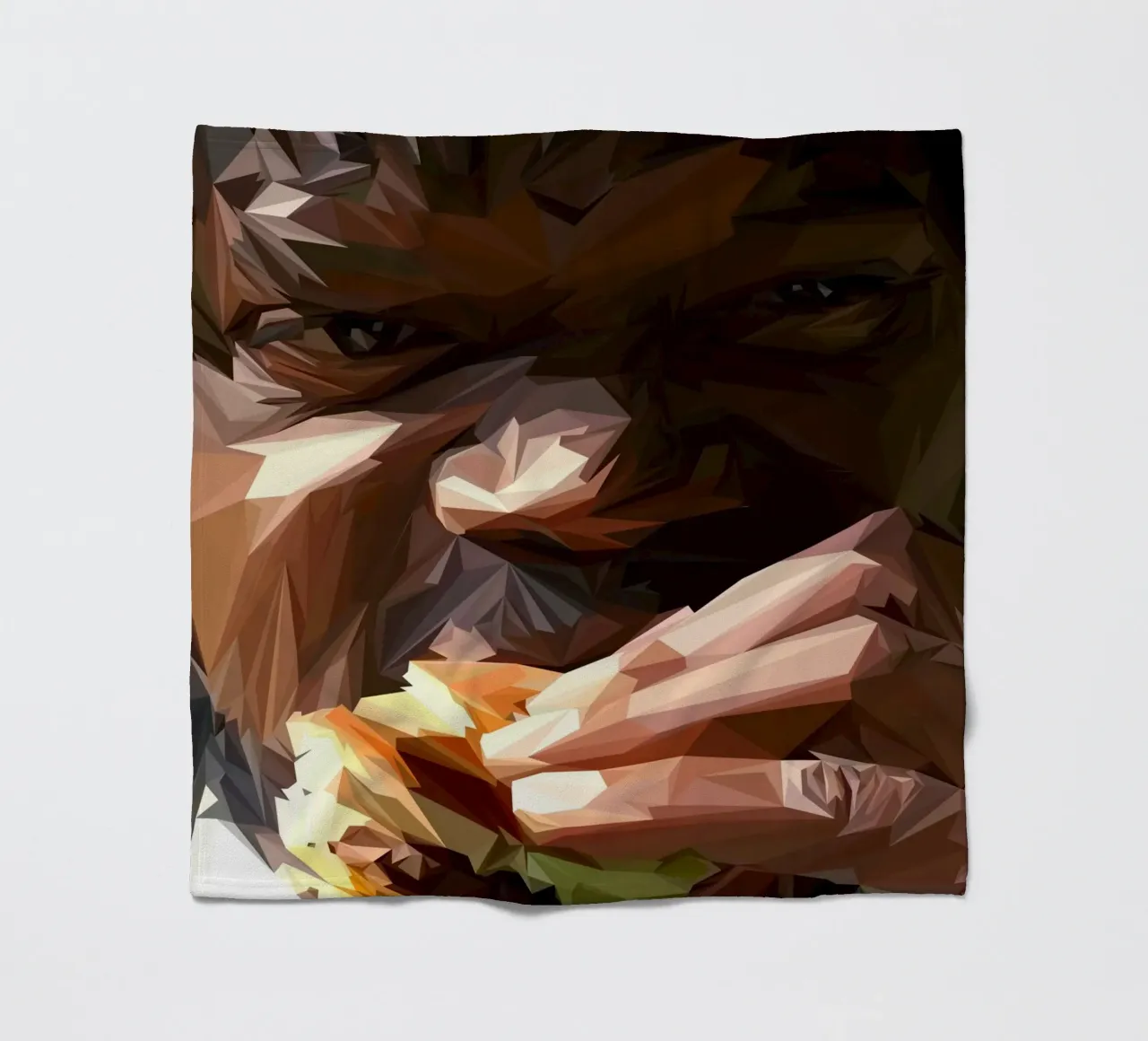 Man eat burger coperta in pile da Low poly art