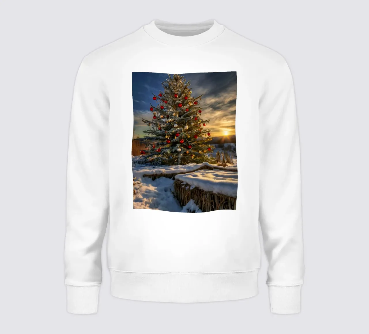 Un albero di Natale splendidamente decorato in mezzo alla neve felpa da DesignDoodle
