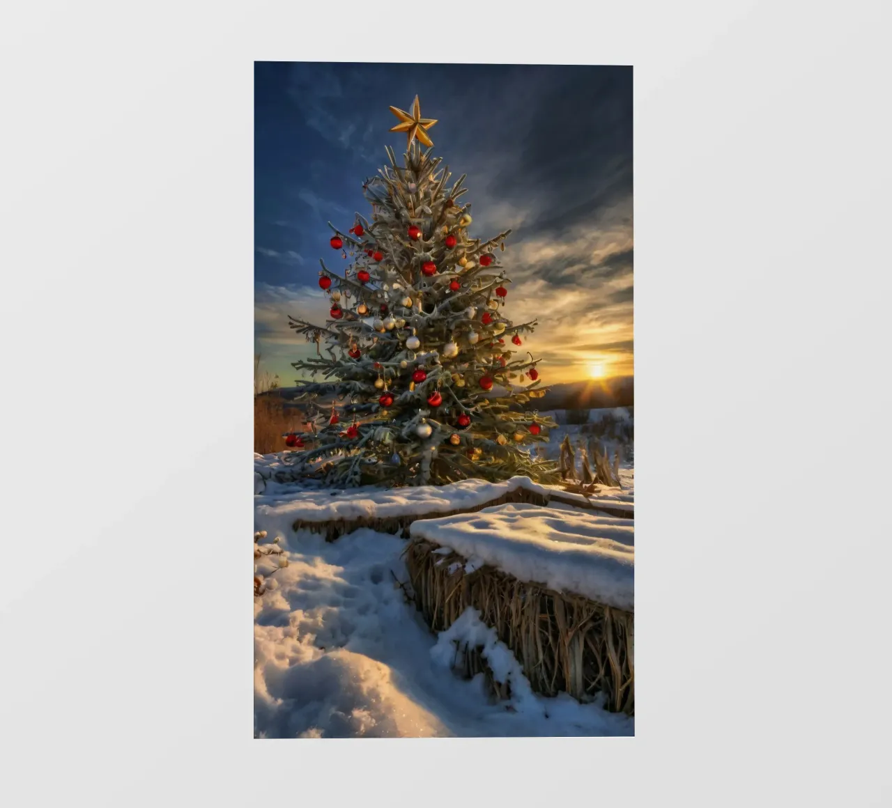 Un albero di Natale splendidamente decorato in mezzo alla neve pellicola backlit da DesignDoodle